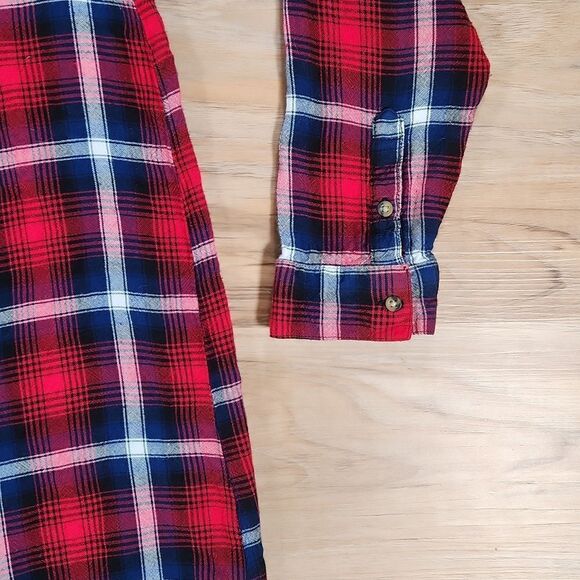 🧚♂️H&M Divided Red & Blue Plaid Long Sleeved Tunic Top Size 10 - Picture 6 of 13